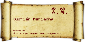 Kuprián Marianna névjegykártya